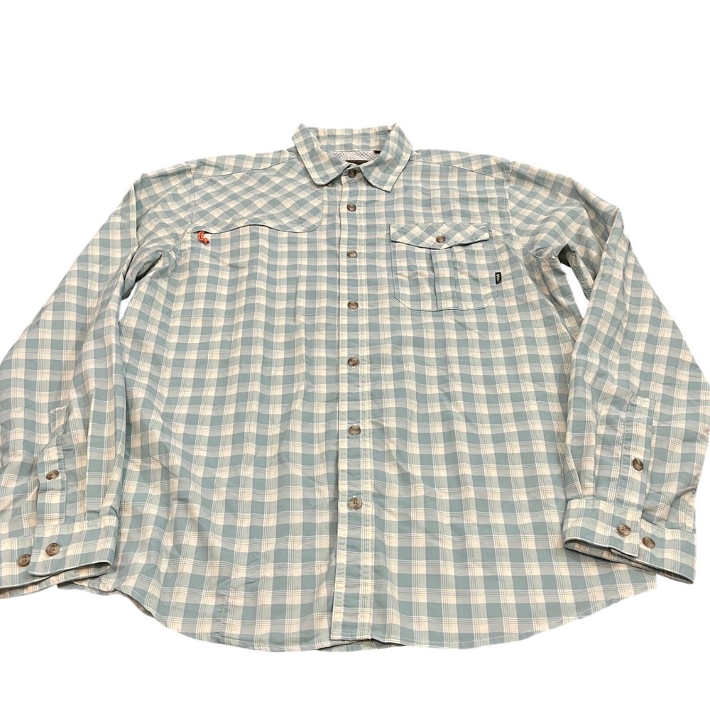 Howler Bros Hiking Snap Shirt Mens Small Blue White Plaid Long Sleeve Outdoor